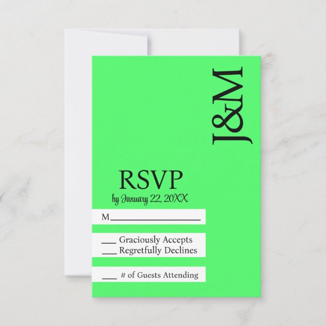 Minimalist Lime Green RSVP card (Frente)