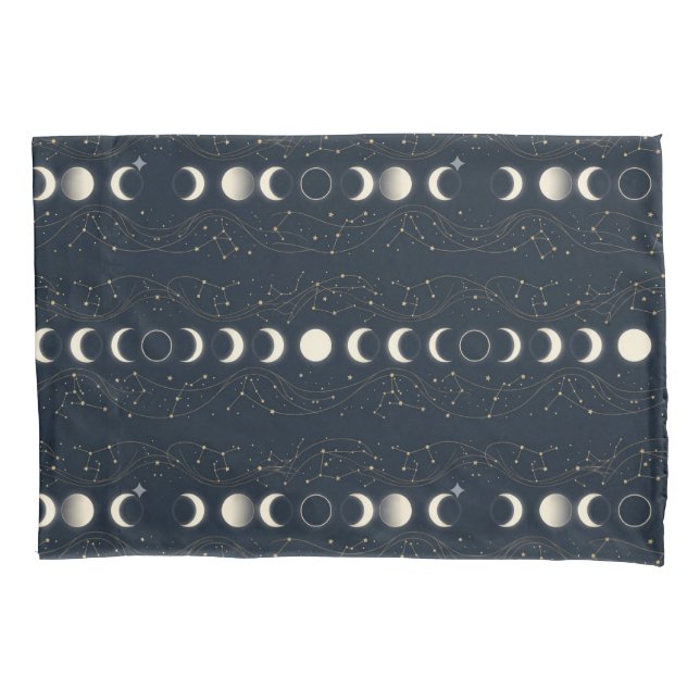Minimalist Lunar Phases Pattern with Stars and Nig (Frente-Esquerda)