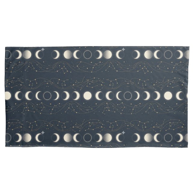 Minimalist Lunar Phases Pattern with Stars and Nig (Frente-Esquerda)