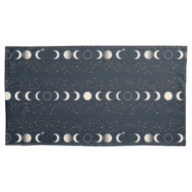 Minimalist Lunar Phases Pattern with Stars and Nig (Frente)