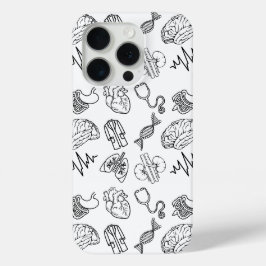 Minimalist Medical Doodles iPhone 15 Pro Case