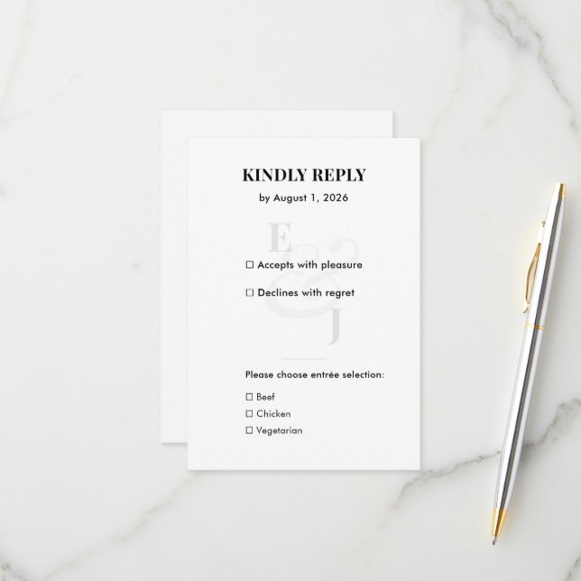 Minimalist Modern Wedding RSVP | QR Code | Small (Frente/Verso In Situ)