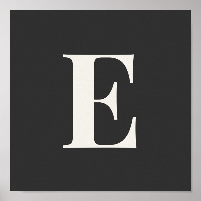 Minimalist Monogram Poster | Gray & Ivory Initial  (Frente)
