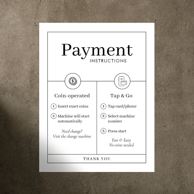 Minimalist Payment Instructions Poster Wall Sign (Criador carregado)
