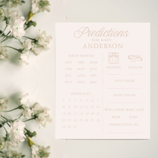 Minimalist Pink Girl Baby Shower Predictions Game (Criador carregado)