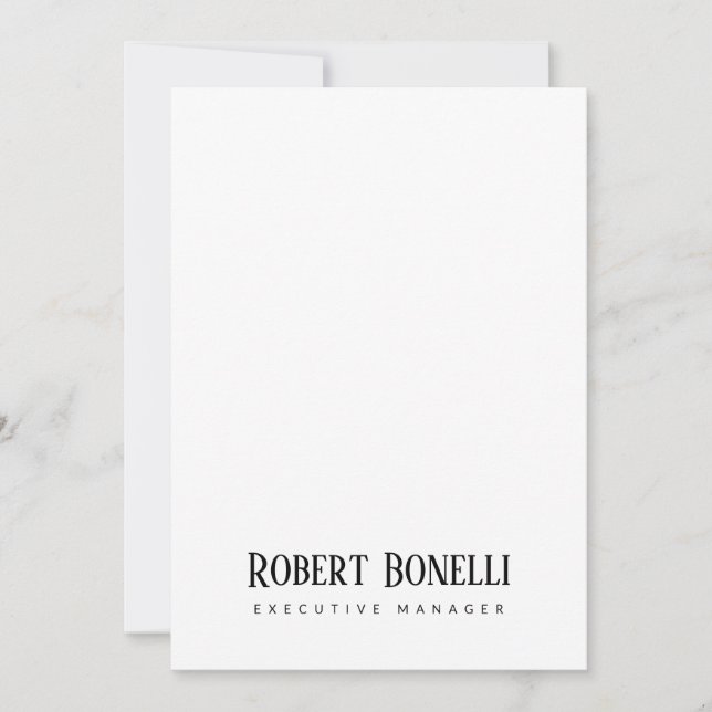 Minimalist Plain Black & White Modern Plain Card (Frente)