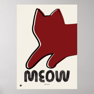 Minimalist Red Cat Silhouette Poster