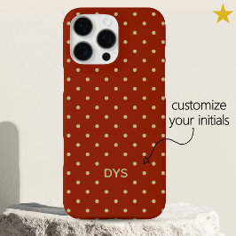 Minimalist Red Orange Custom Monogram Polka Dot 