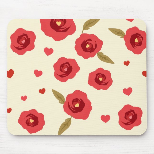 Minimalist Red Roses Mouse Pad (Frente)