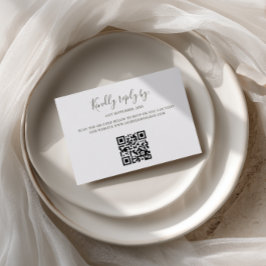 Minimalist Retro Sage Green Arch QR Code RSVP Card