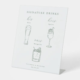 Minimalist Sage Green Wedding Signature Drinks