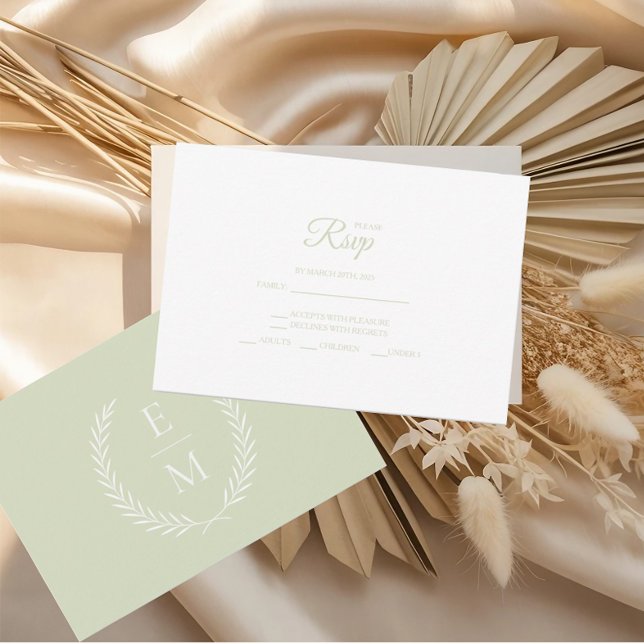 Minimalist Sage Wedding RSVP Cards (Criador carregado)