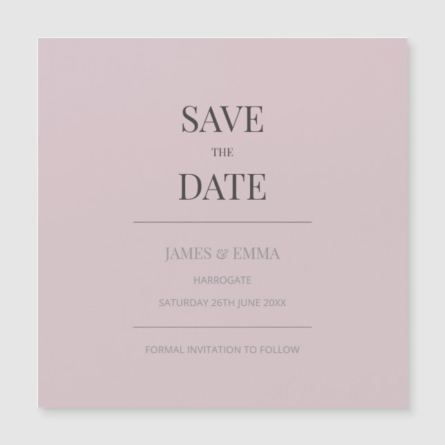Minimalist Save the Date Card Dusky Rose (Frente)