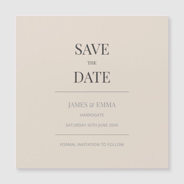 Minimalist Save the Date Card Soft Latte (Frente)