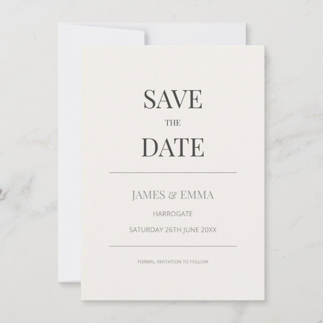 Minimalist Save the Date Card | Warm Ivory (Frente)
