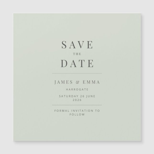 Minimalist Save the Date Pale Sage (Frente)