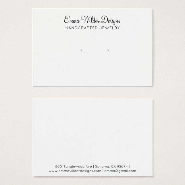 Minimalist Script Earring Display Card (Frente & Verso)