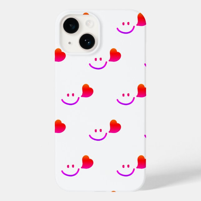 Minimalist Smiley Face iPhone Case - Cute Happy Vi (Verso)