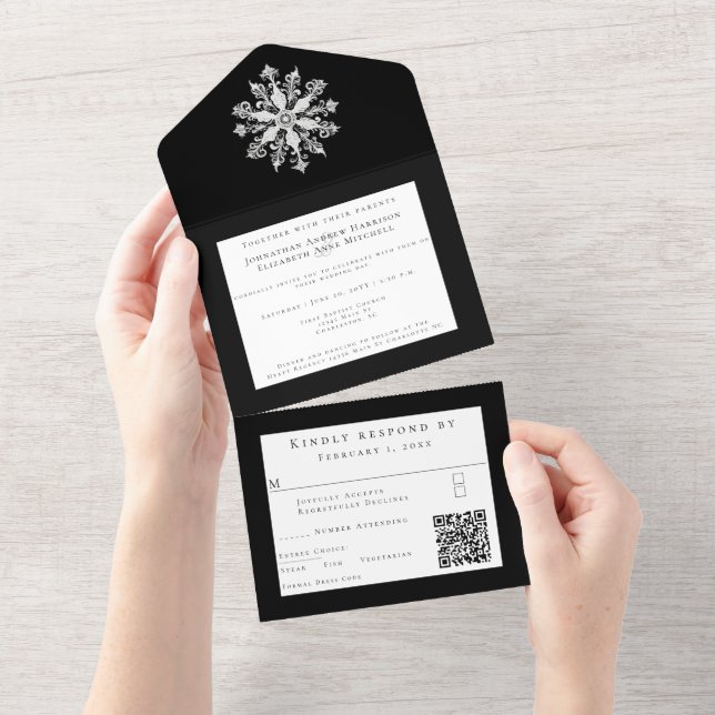 Minimalist Snowflake Wedding | Black (Tearaway)