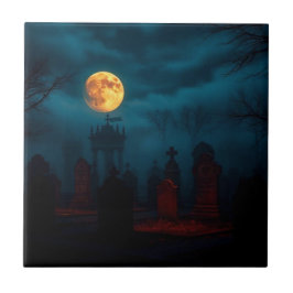 Minimalist Spider Web Halloween Ceramic Tile