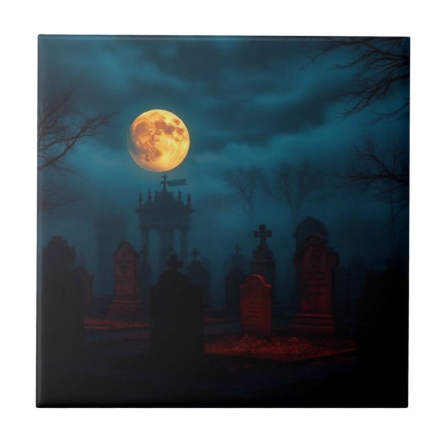 Minimalist Spider Web Halloween Ceramic Tile (Frente)