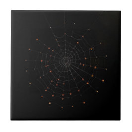 Minimalist Spider Web Halloween Ceramic Tile