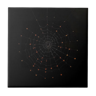 Minimalist Spider Web Halloween Ceramic Tile