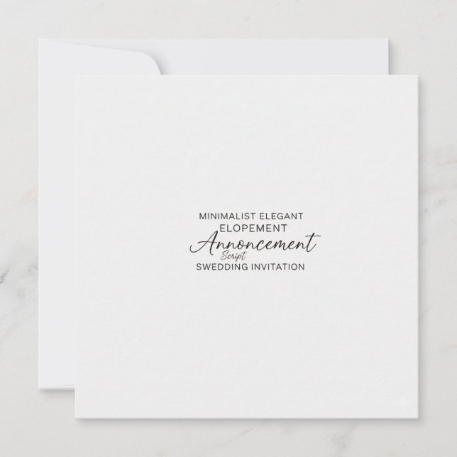 Minimalist We Eloped Script Photo Announcement Inv (Frente)