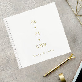 Minimalist Wedding Guest Book with Gold Lettering
