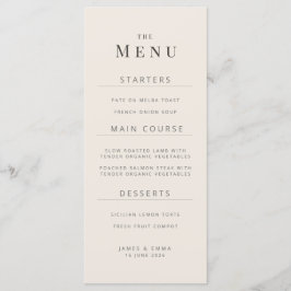 Minimalist Wedding Menu Soft Beige