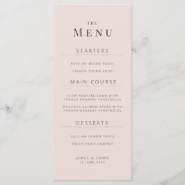 Minimalist Wedding Menu | Warm Blush