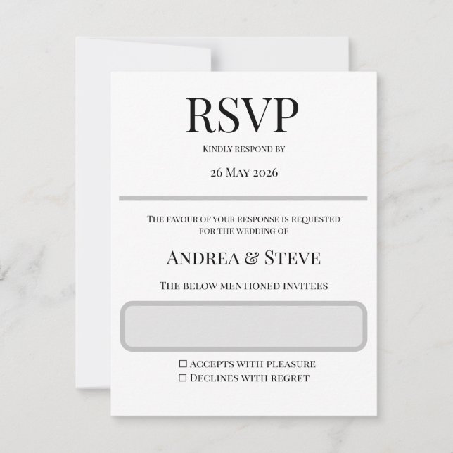 Minimalist Wedding RSVP Card | Editable Template (Frente)