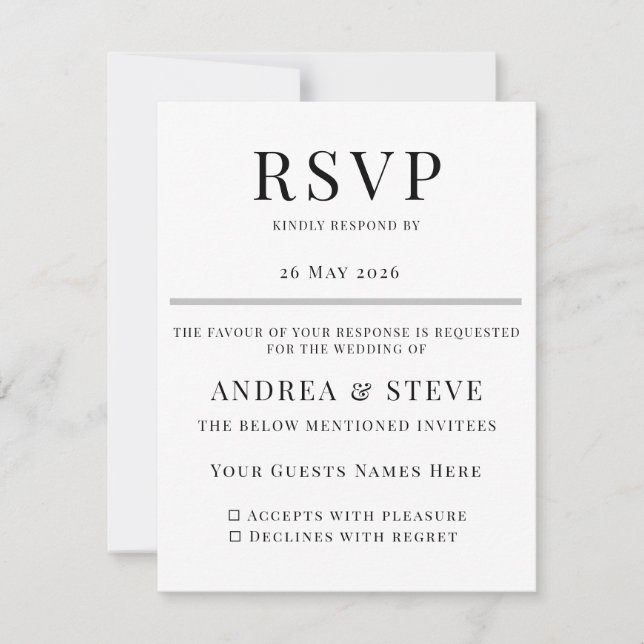 Minimalist Wedding RSVP Card | Elegant Classic (Frente)