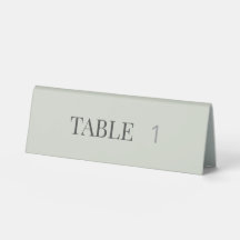 Minimalist Wedding Table Number Pale Sage Green