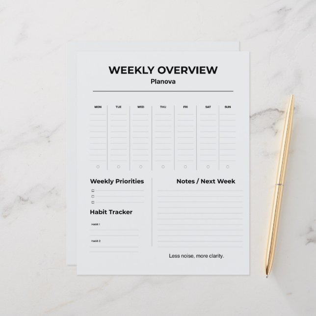 Minimalist Weekly Planner | To Do List organized (Frente/Verso In Situ)