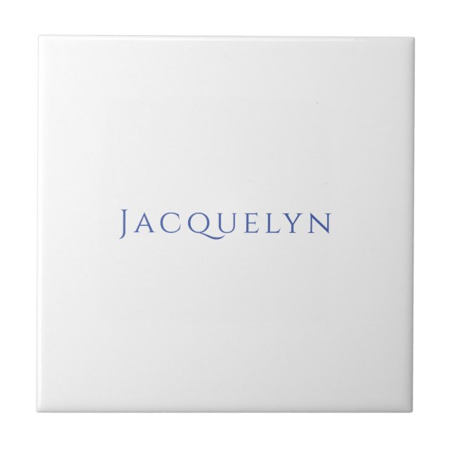 Minimalist White Blue Plain Elegant Modern Name (Frente)