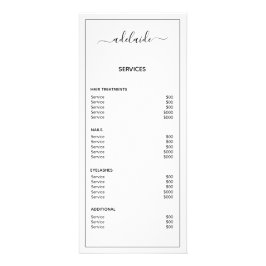 Minimalist White Price List Salon Service Menu