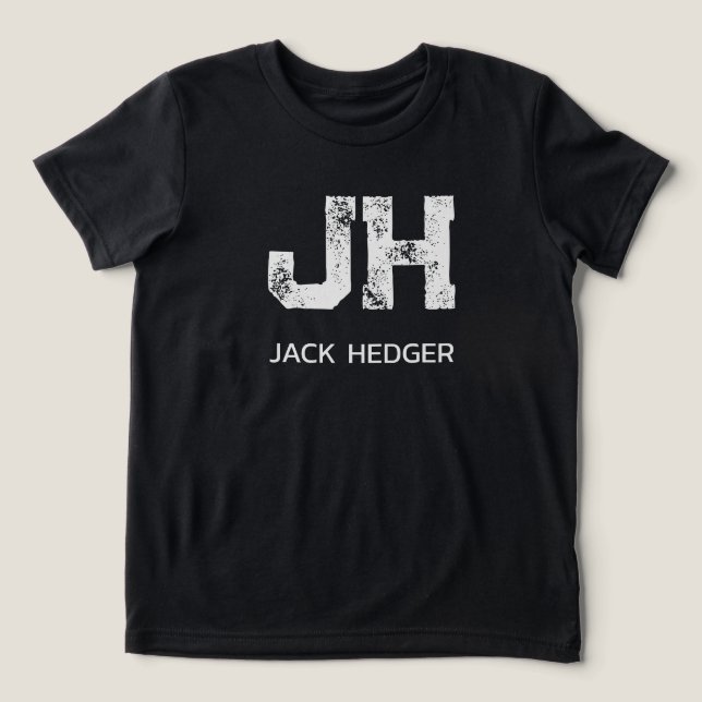 MINIMALIST WHITE TWO LETTER MONOGRAM NAME BLACK (Design frontal)