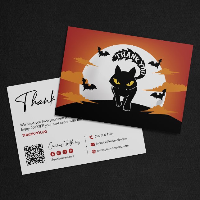 Minimalista agradecimento de Halloween com Gato Pr (Criador carregado)