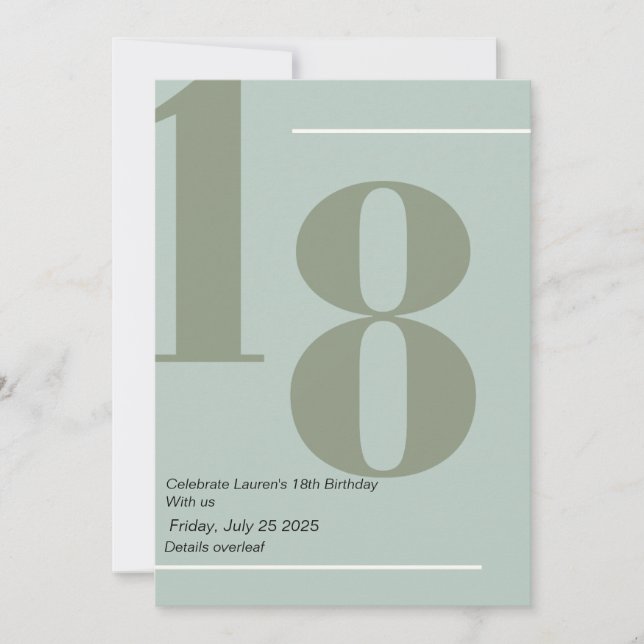 Minimalista, Convite 18 Elegante (Frente)