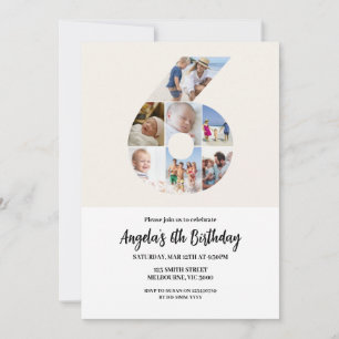 Minimalista de Convite de Aniversário de 6 - Númer
