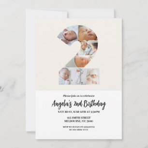 Minimalista do convite para segundos aniversários 