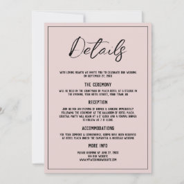 Mínimalista Dusty Detalhes do Casamento Convite