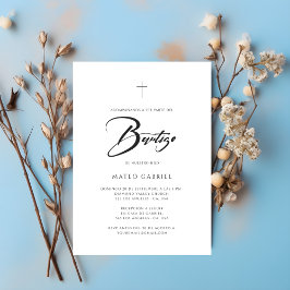 Minimalista espanhol Elegante Convite de Batismo 