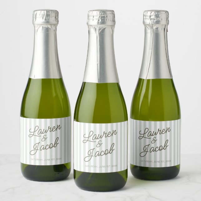 Minimalista Moderno Listras Verdes Casamento Mini (Garrafas)