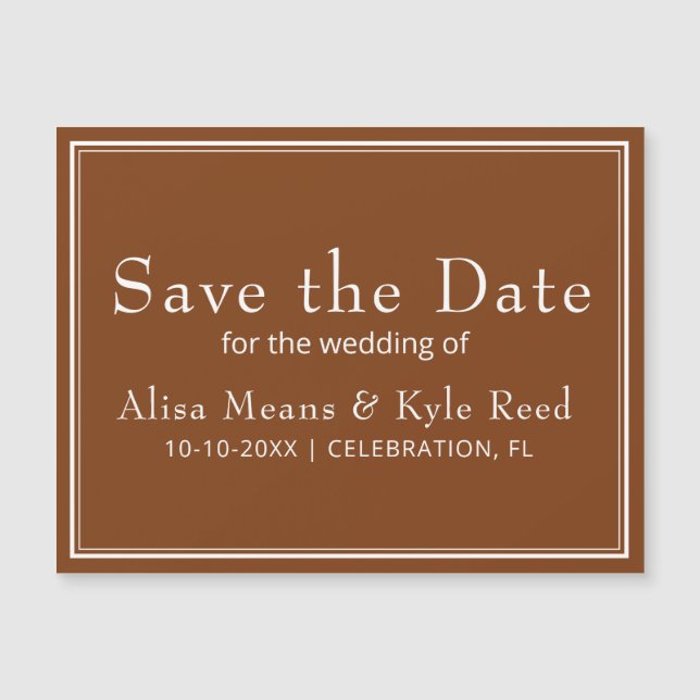 Minimalista Moderno Marrom Save the Date (Frente)