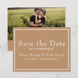 Minimalista Moderno Save the Date de Foto Bege