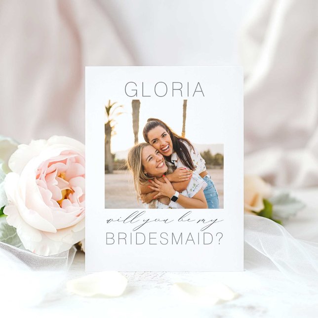 Minimalista Moderno Você Será Minha Foto Da Brides (Photo bridesmaid proposal invitation)
