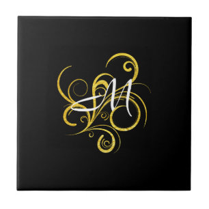 Minimalista Monograma Dourado e Preto