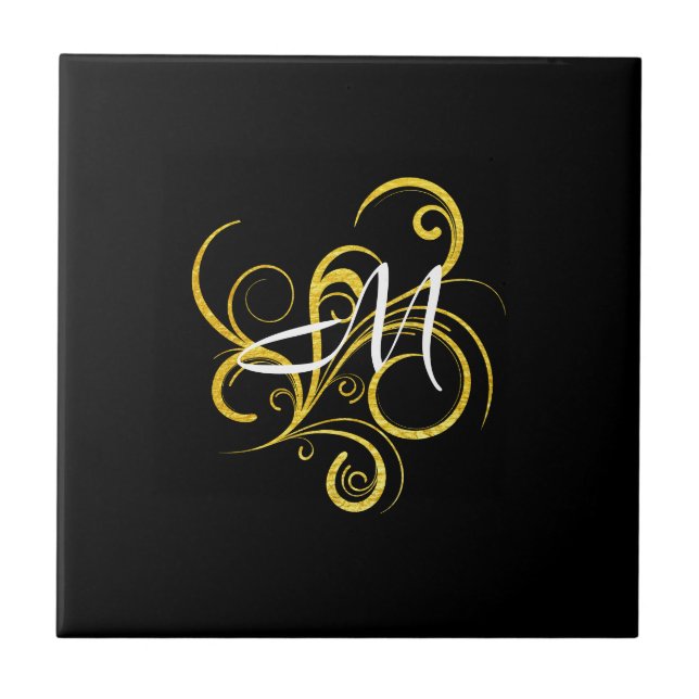 Minimalista Monograma Dourado e Preto (Frente)
